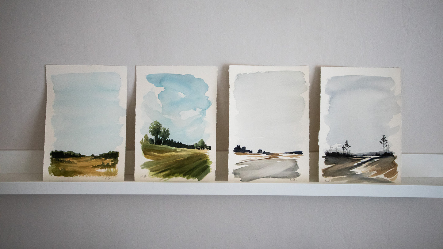 "Spring #2" original watercolor painting 19x28cm