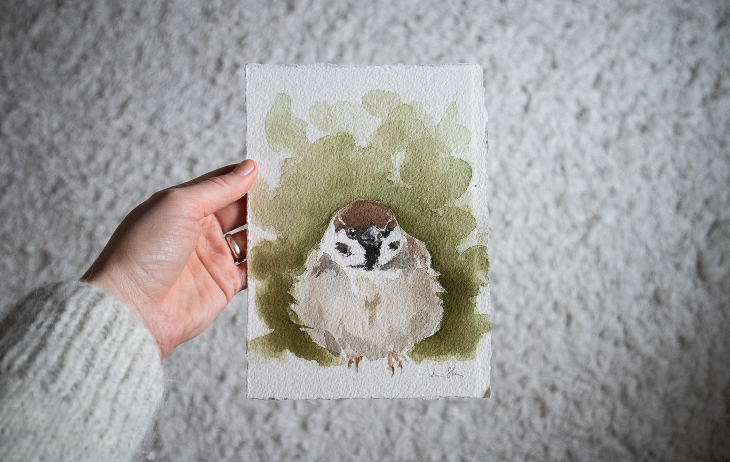 "Pilfink" akvarellmålning