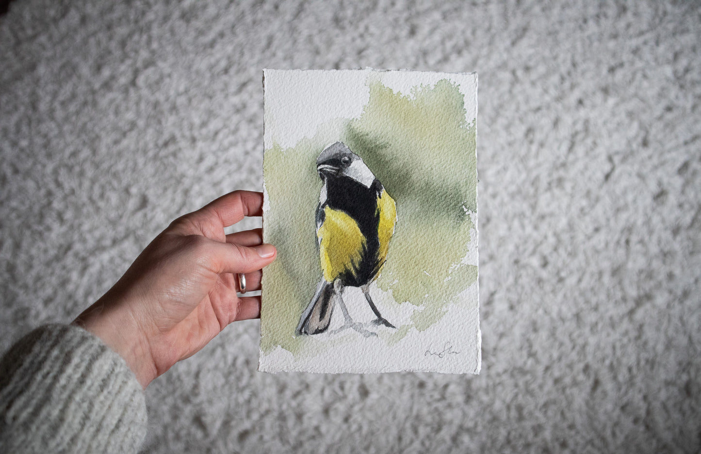 "Great Tit" original watercolor painting