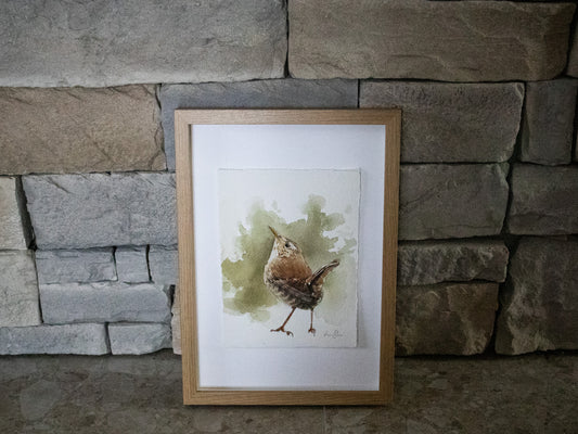 "Gärdsmyg" akvarellmålning