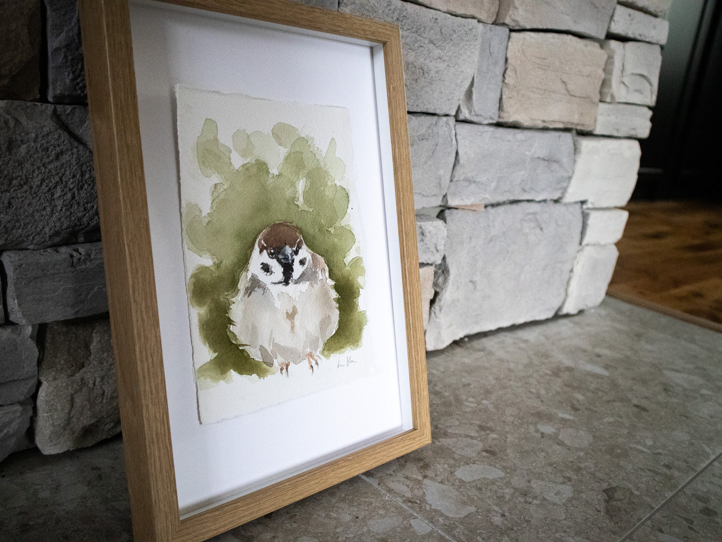 "Pilfink" akvarellmålning