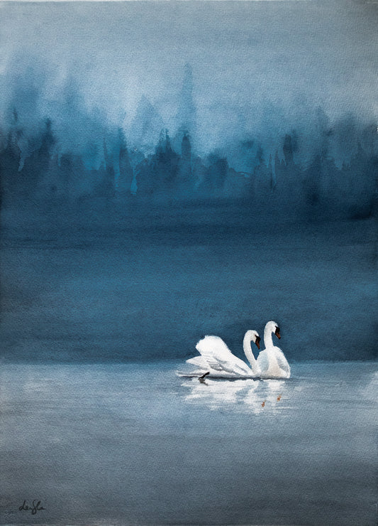 "By your side" original watercolor painting