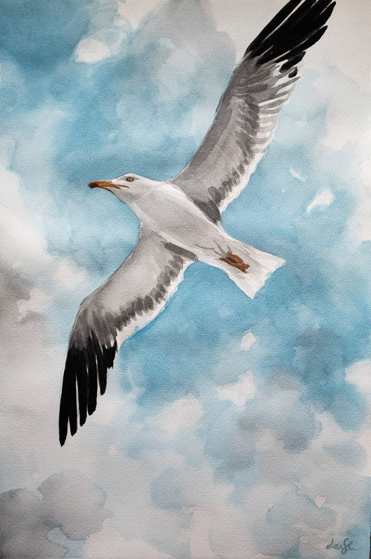 "Sail across the sky" original watercolor painting