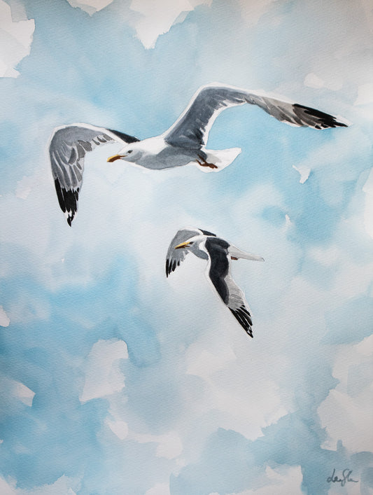 "Carried by the wind" original watercolor painting