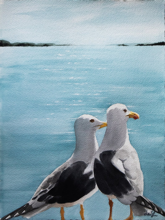 "Among the glittering waves" original watercolor painting