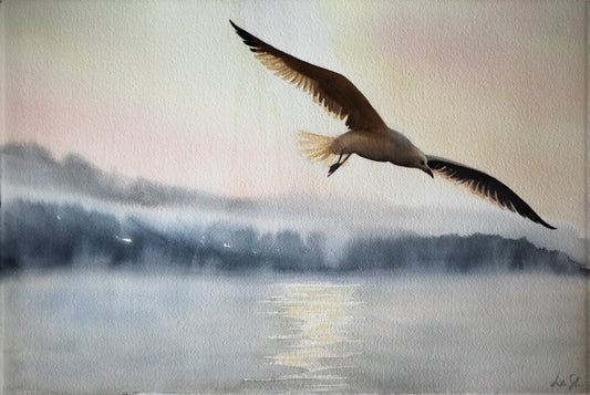 "Pink skies" original watercolor painting