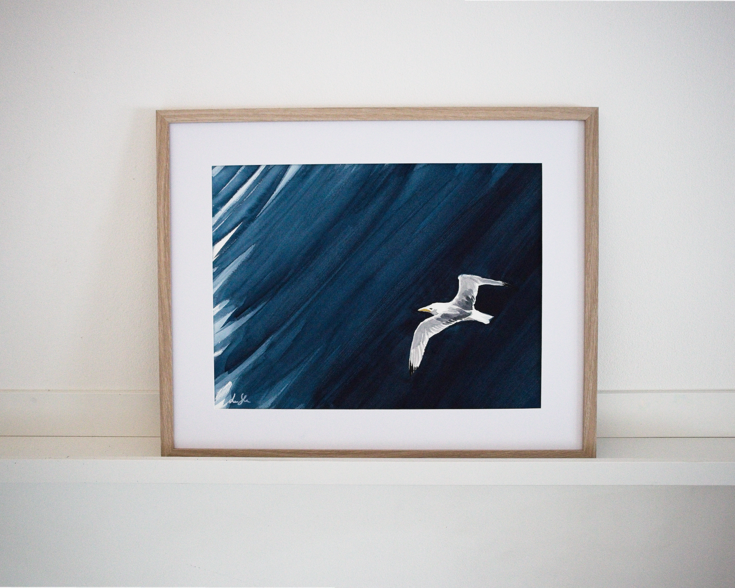 "Over the deep blue" original watercolor painting
