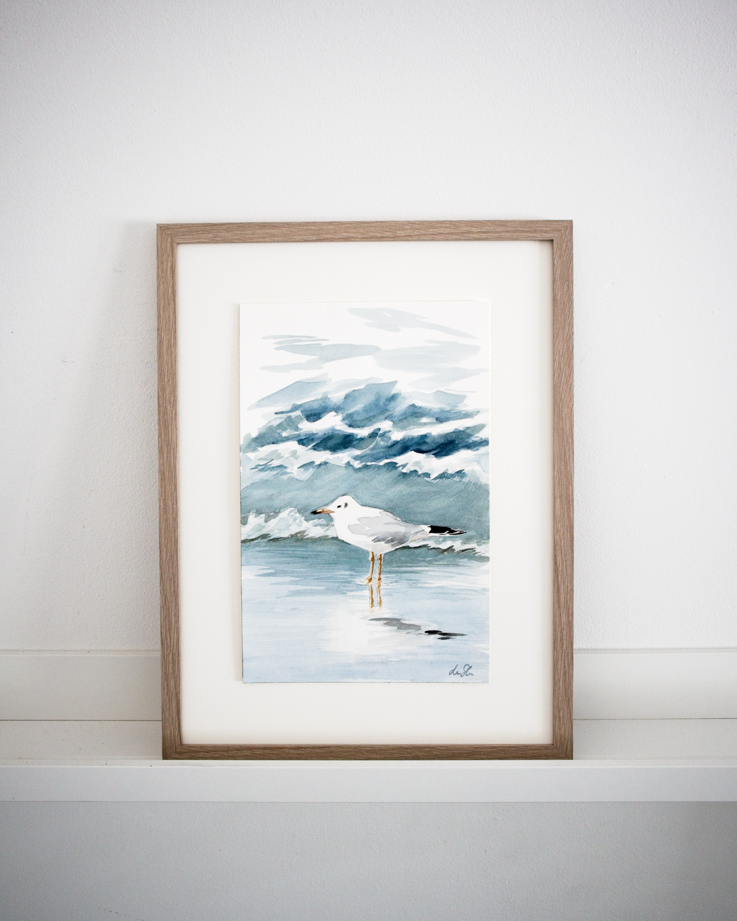 "At home among the waves" original watercolor painting
