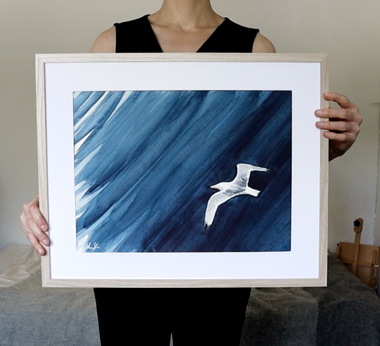 "Over the deep blue" original watercolor painting