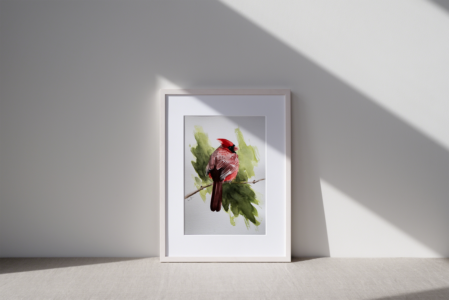 "Cardinal" original watercolor painting 21x30cm