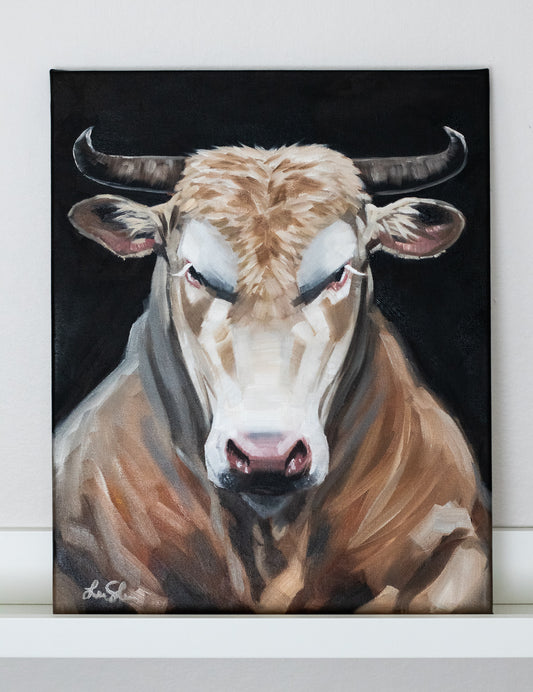 "Bull portrait" original oil painting 33x41cm