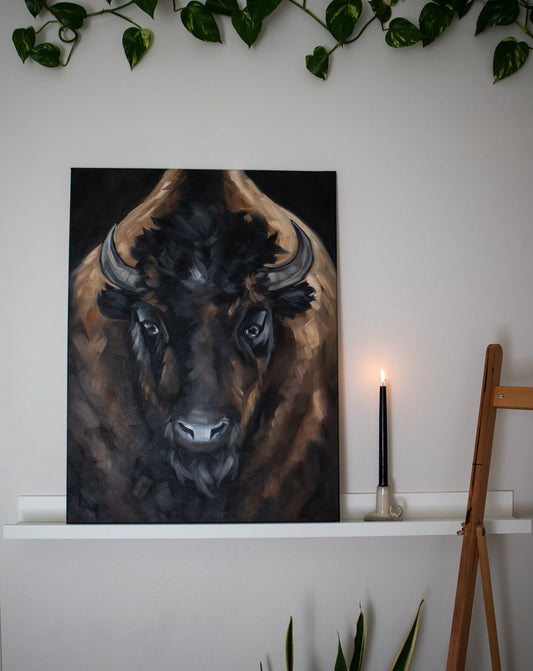 "Bison portrait" original oil painting 60x80cm