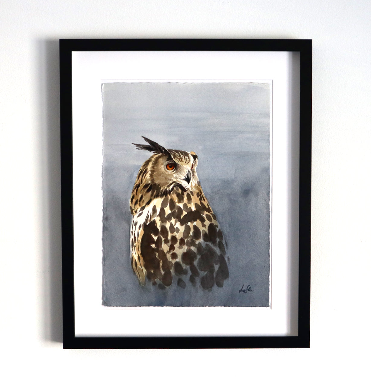 "Great Horned Owl" original watercolor painting