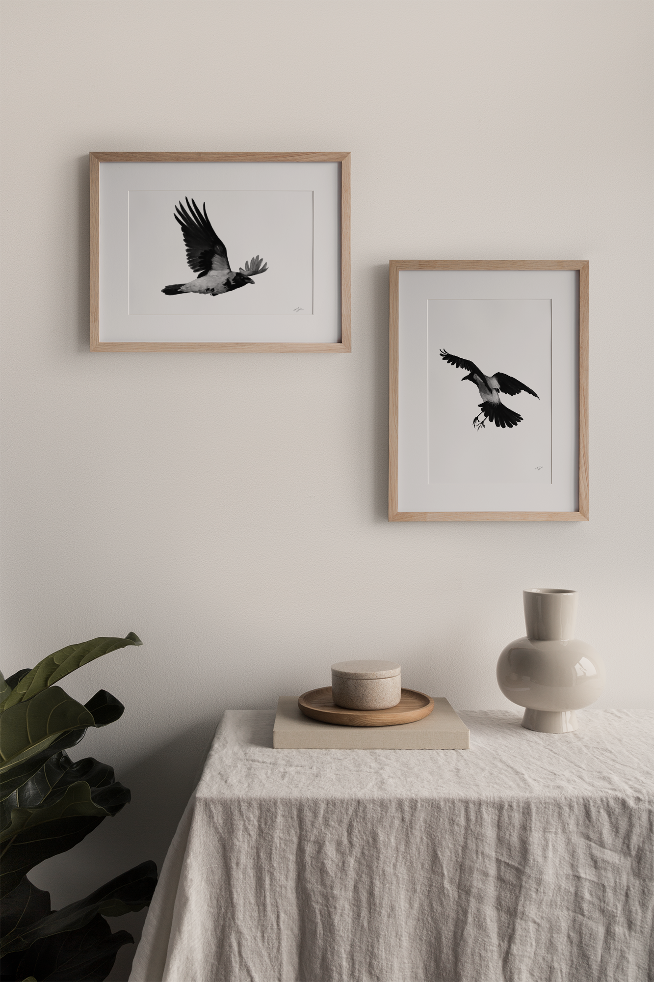 "Crows" print set Louise Stigell